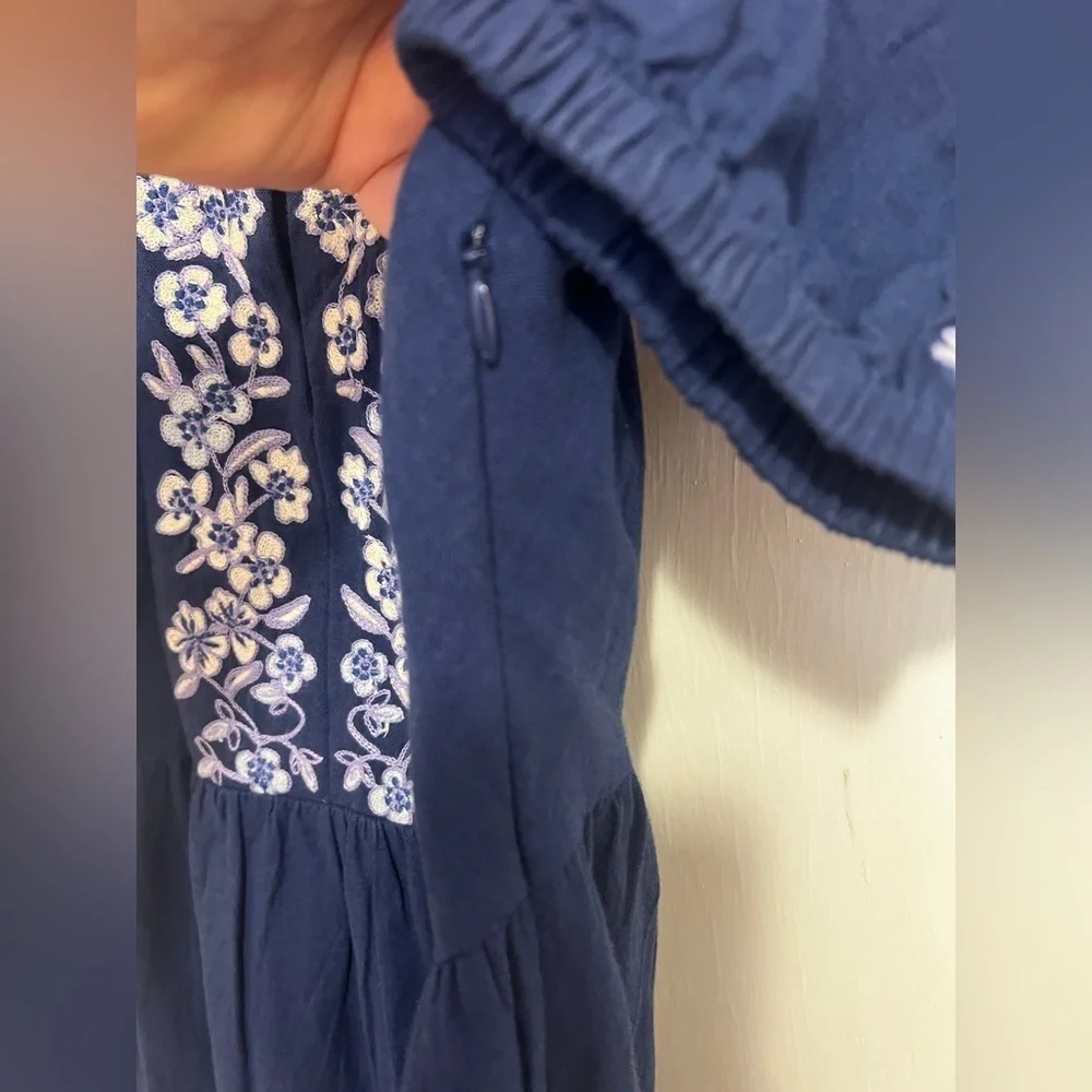 Roller Rabbit Honeysuckle Embroidery Zara Dress Blue Embroidered - Picture 6 of 10